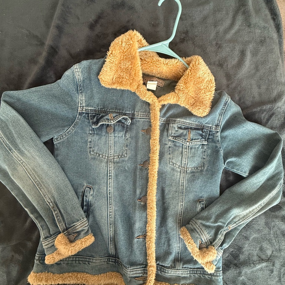 Denim Jacket with Faux Fur Lining